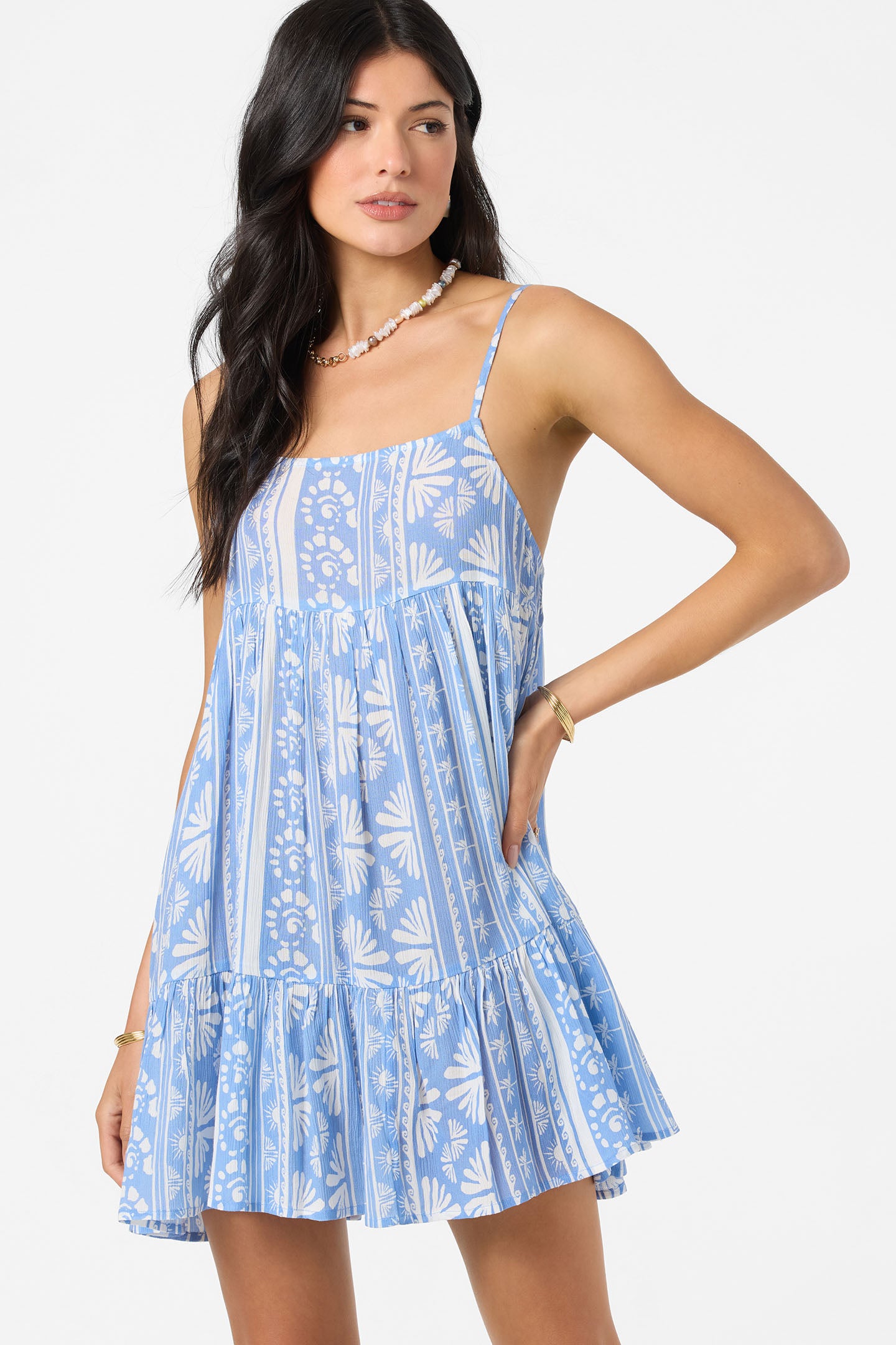 Saltwater Essentials Rilee Printed Mini Cover-Up Dress - Azurine