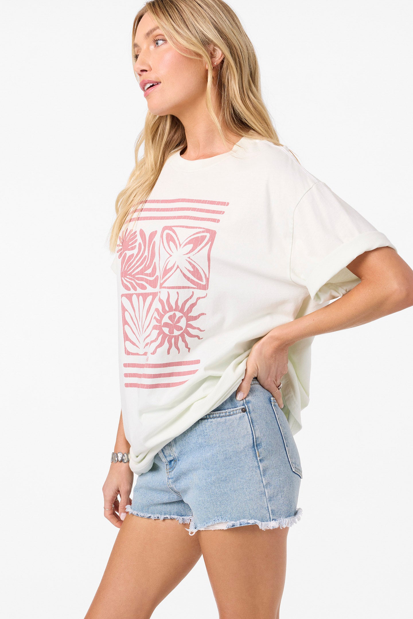 unoa ウノア リナモンド Tee shirt Toile de Jouy O'Riginals Elements Oversized Tee - Tofu | O'Neill