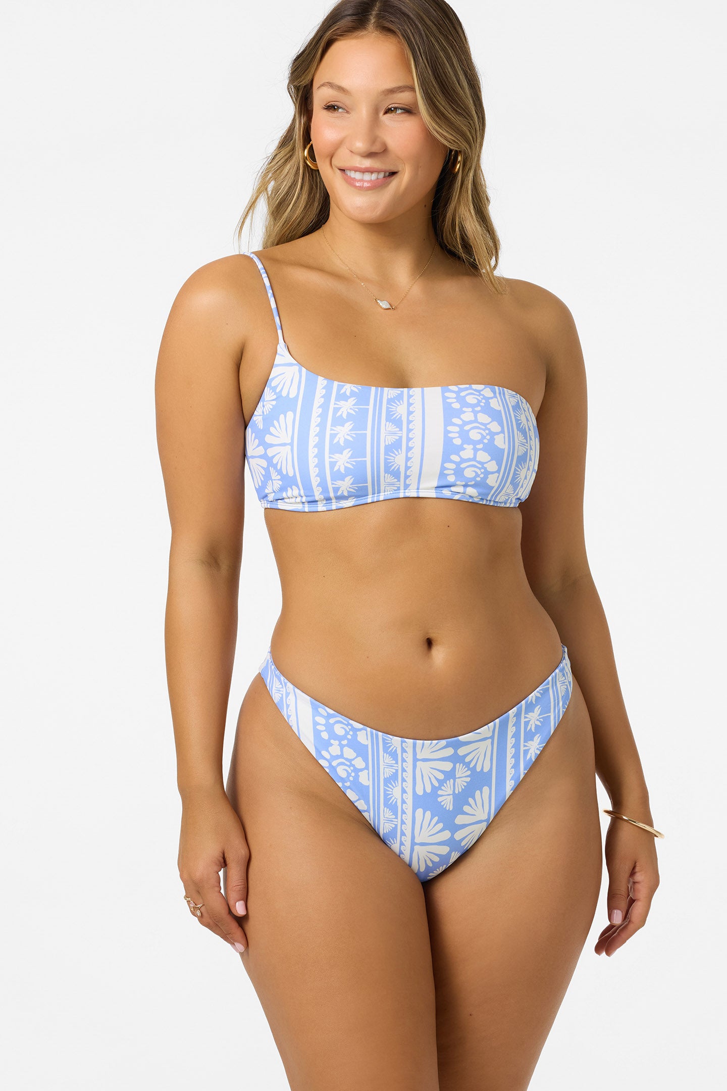 Surf Abstract Seal Beach One Shoulder Bandeau Top - Azurine | O'Neill