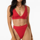 Shorebreak Rib Santa Barbara High Rise Cheeky Bottoms - Lifeguard Red | O'Neill