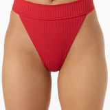 Shorebreak Rib Santa Barbara High Rise Cheeky Bottoms - Lifeguard Red | O'Neill