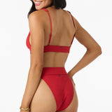 Shorebreak Rib Santa Barbara High Rise Cheeky Bottoms - Lifeguard Red | O'Neill