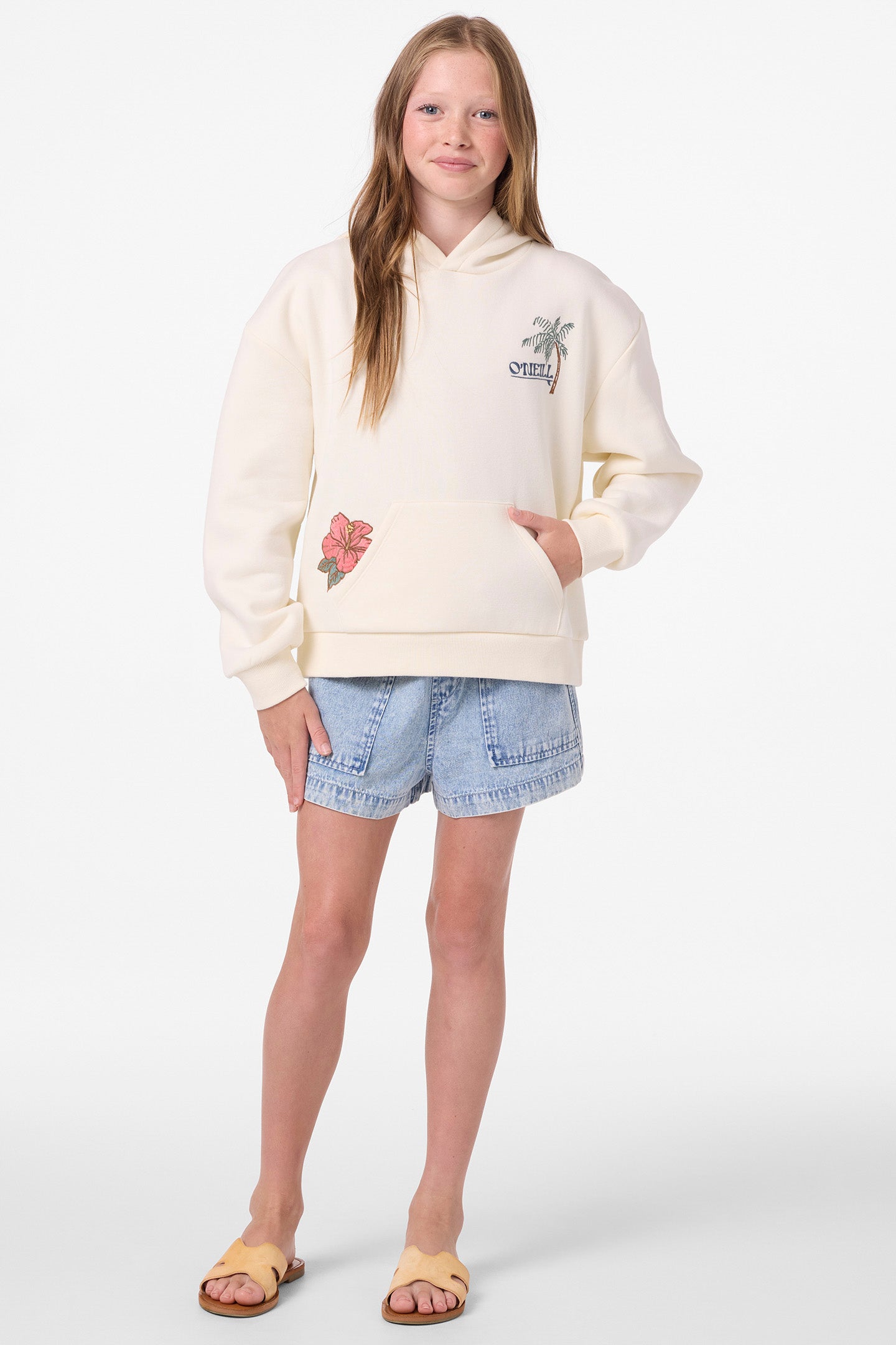 Girl's Asher Hoodie Crew Neck Fleece - Winter White | O'Neill