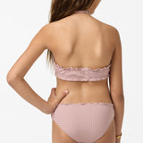 Girl's Shorebreak Rib Ruffle Edge Hi Neck Swim Set
