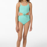 Girl's Shorebreak Rib Knot Front One-Piece - Holiday | O'Neill