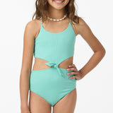 Girl's Shorebreak Rib Knot Front One-Piece - Holiday | O'Neill