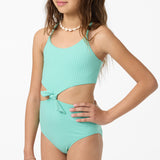 Girl's Shorebreak Rib Knot Front One-Piece - Holiday | O'Neill