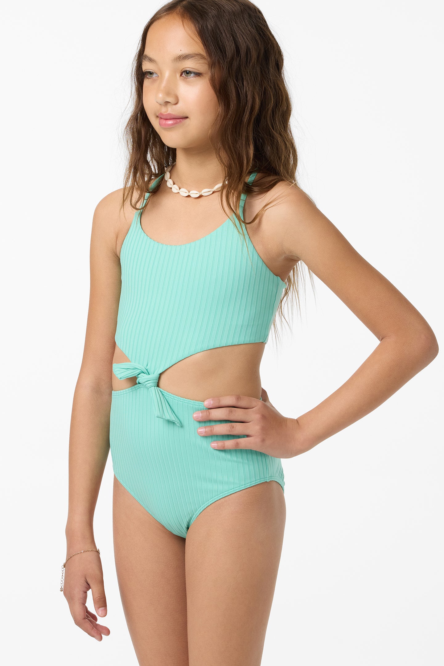 Girl's Shorebreak Rib Knot Front One-Piece - Holiday | O'Neill