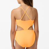 Girl's Shorebreak Rib Knot Front One-Piece - Neon Apricot Nectar | O'Neill