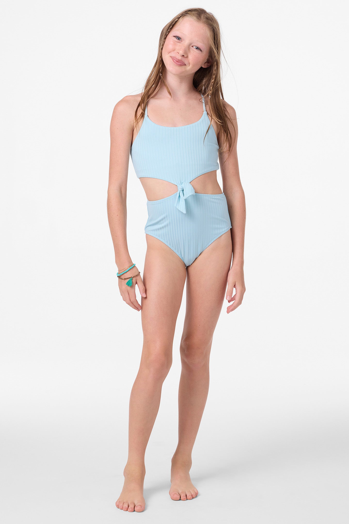 Girl's Shorebreak Rib Knot Front One-Piece - Stratosphere | O'Neill