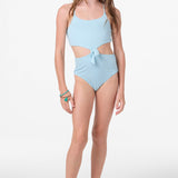 Girl's Shorebreak Rib Knot Front One-Piece