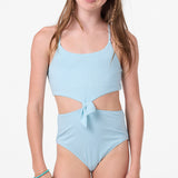 Girl's Shorebreak Rib Knot Front One-Piece