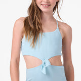 Girl's Shorebreak Rib Knot Front One-Piece