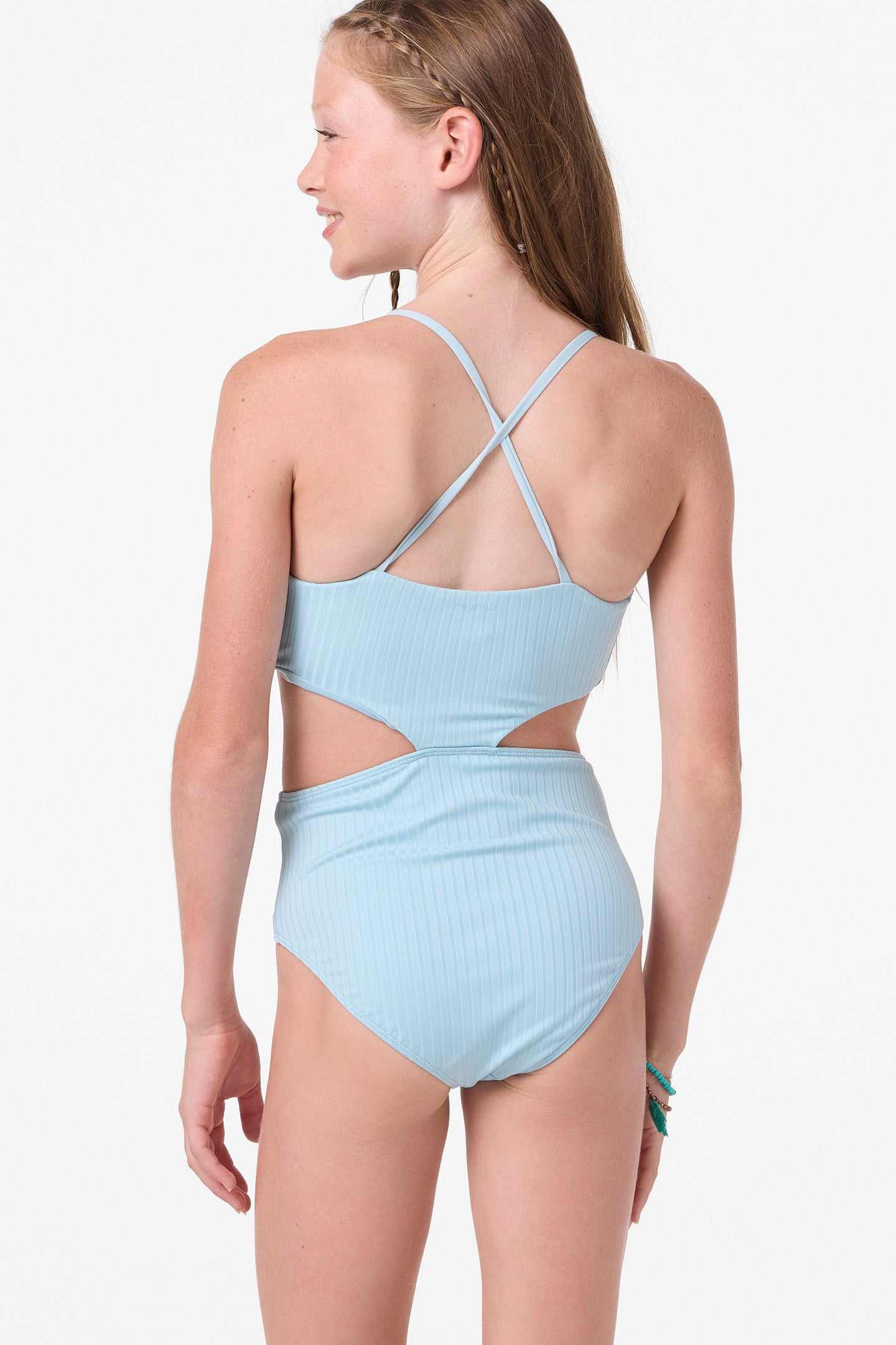 Girl's Shorebreak Rib Knot Front One-Piece - Stratosphere | O'Neill