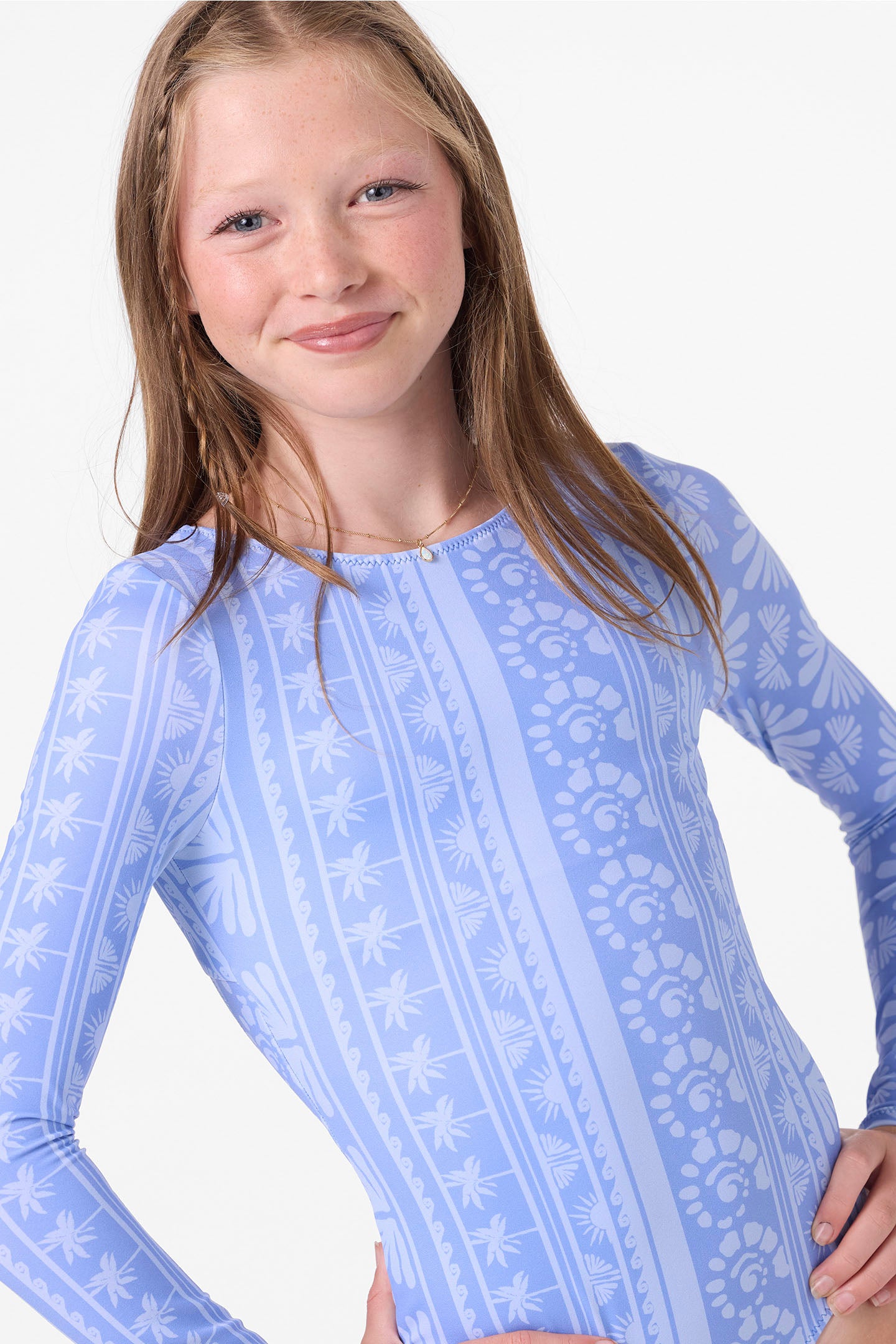 Girl's Surf Abstract Twist Back Surf Suit - Azurine | O'Neill
