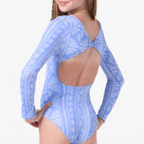 Girl's Surf Abstract Twist Back Surf Suit - Azurine | O'Neill