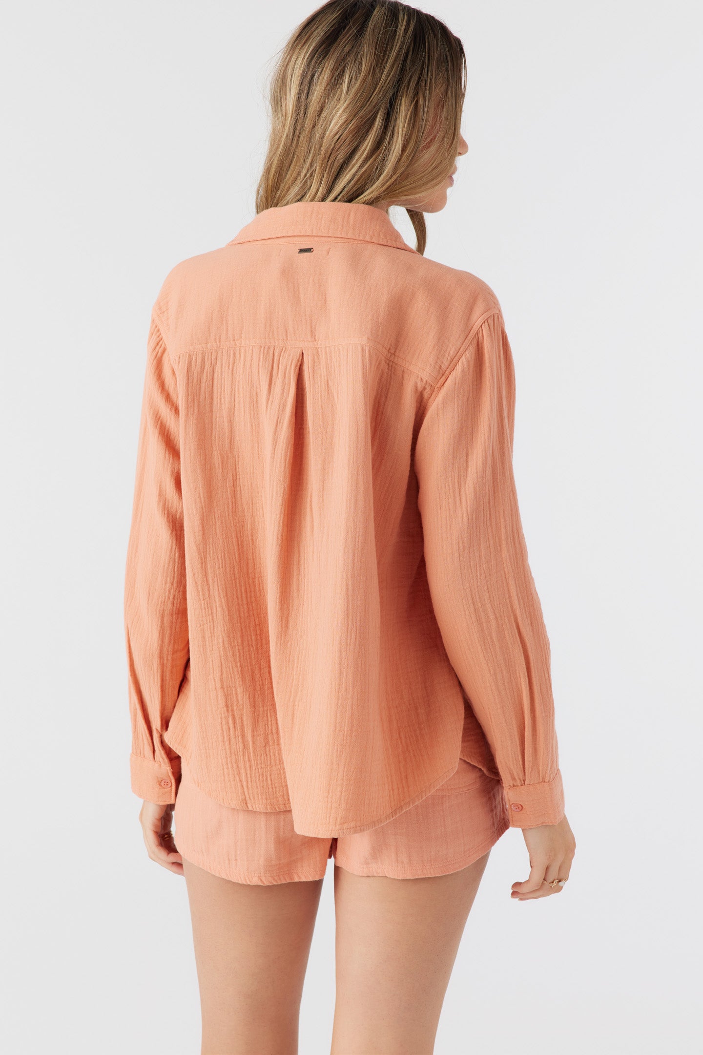 LENI CRINKLE DOUBLE GAUZE BUTTON DOWN SHIRT