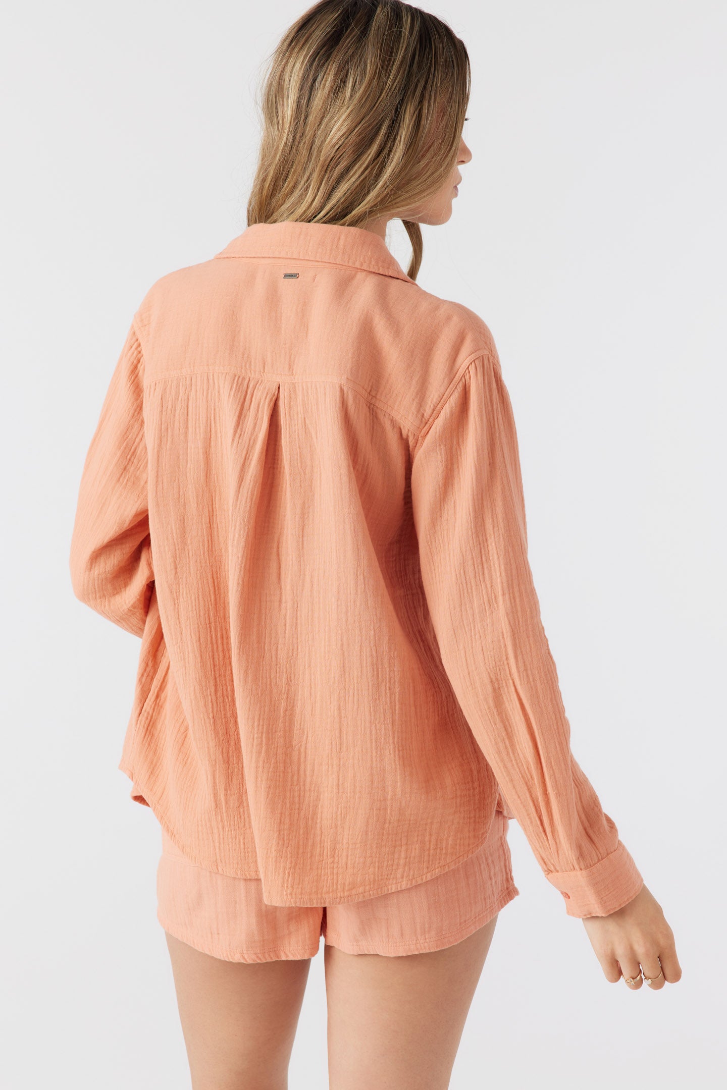 LENI CRINKLE DOUBLE GAUZE BUTTON DOWN SHIRT