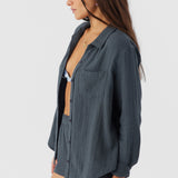 Leni Crinkle Double Gauze Button Down Shirt