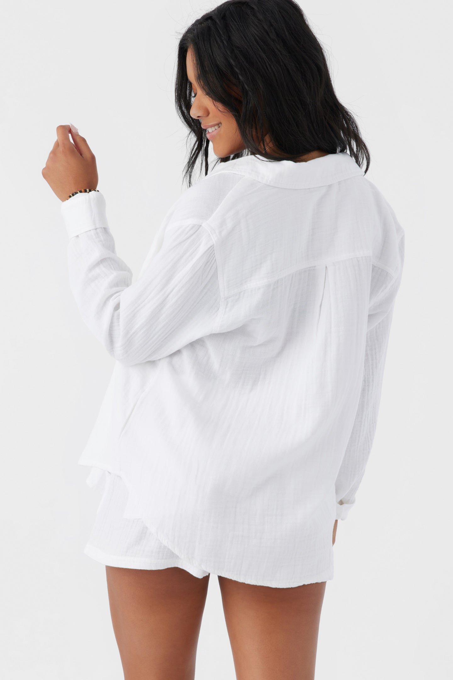 LENI CRINKLE DOUBLE GAUZE BUTTON DOWN SHIRT