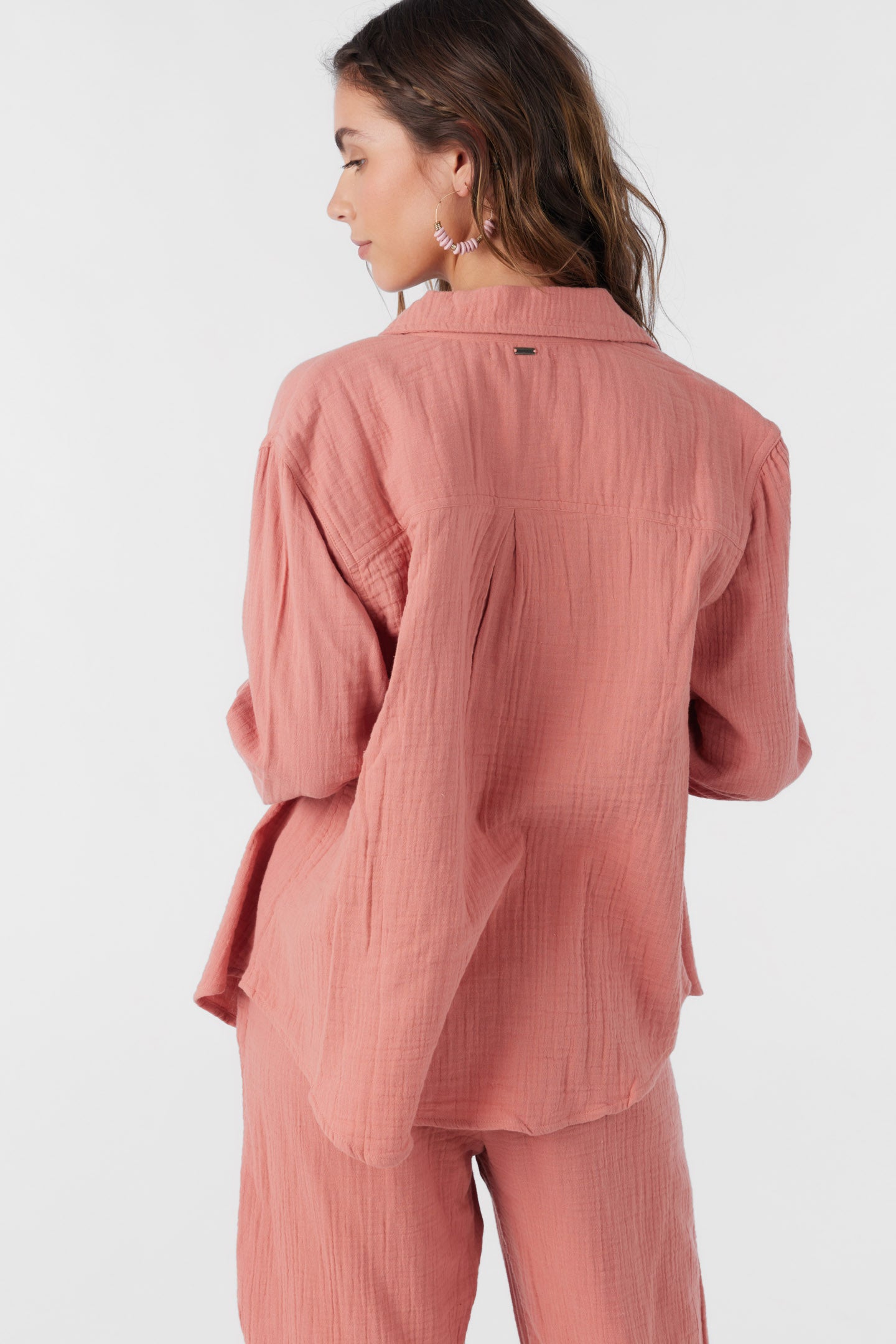 LENI CRINKLE DOUBLE GAUZE BUTTON DOWN SHIRT