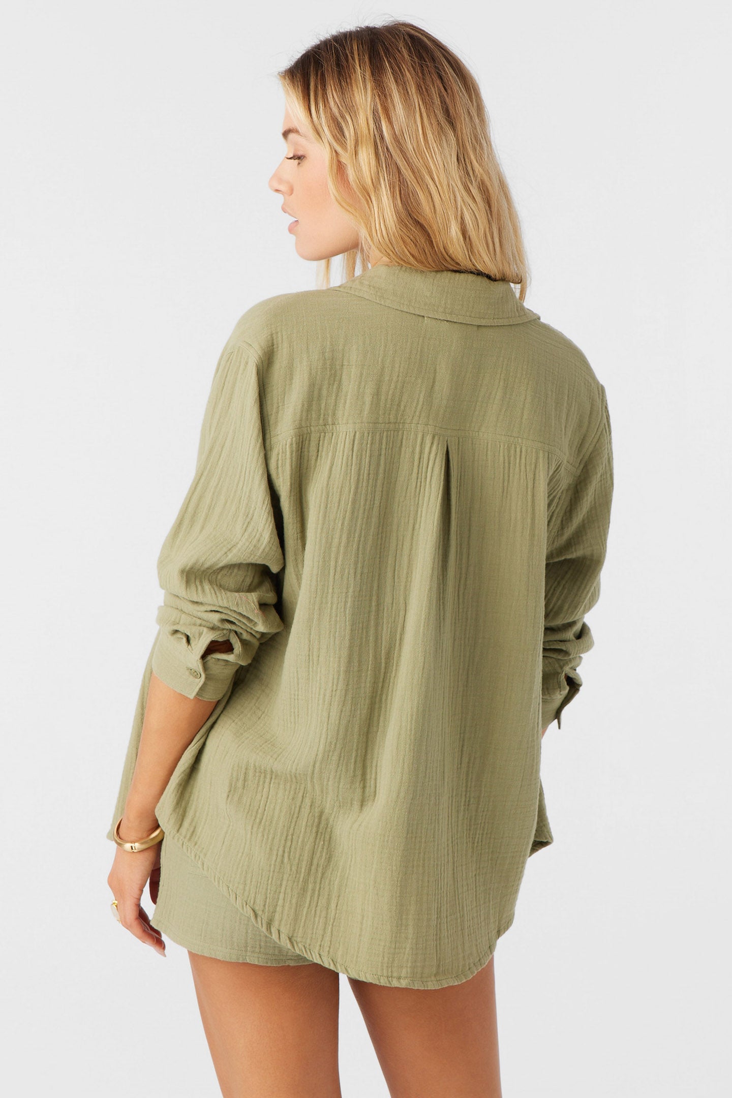 LENI CRINKLE DOUBLE GAUZE BUTTON DOWN SHIRT