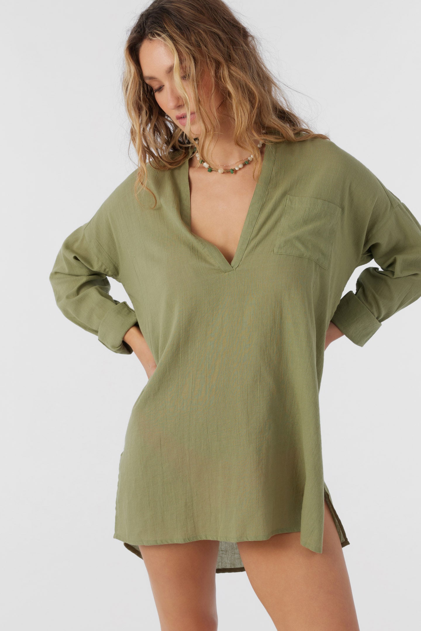 SALTWATER SOLIDS BELIZIN COVER-UP TUNIC