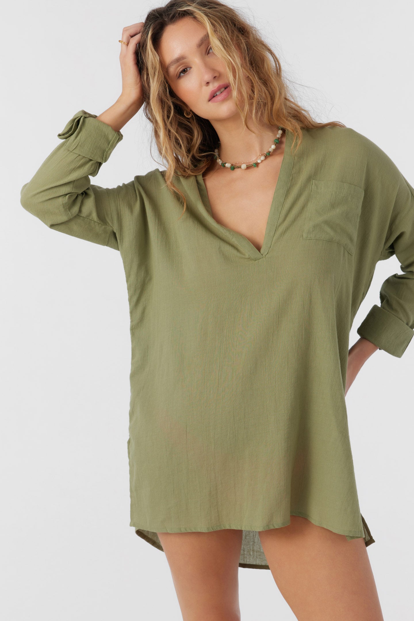 SALTWATER SOLIDS BELIZIN COVER-UP TUNIC