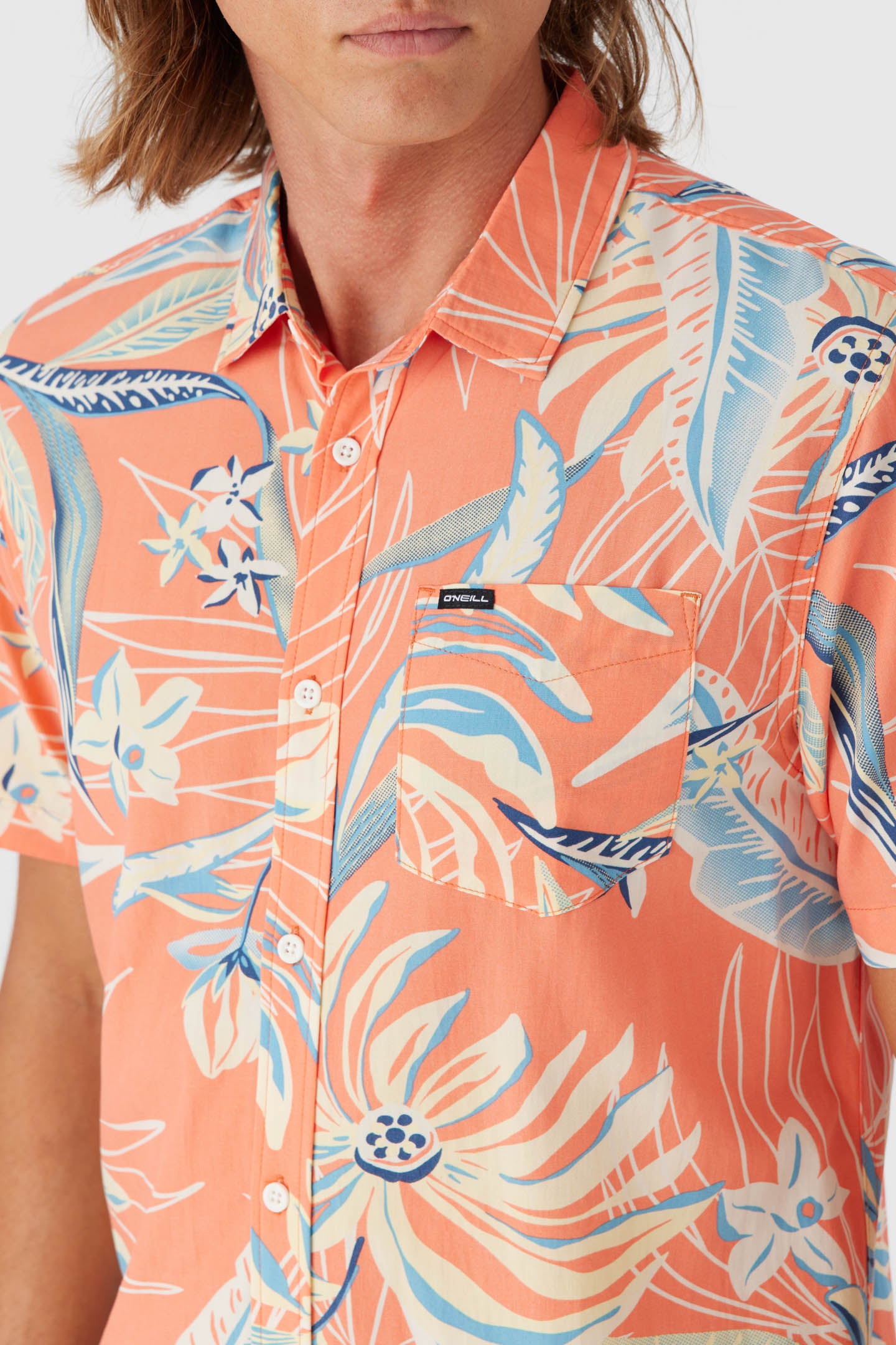 O'Neill Men's Emporium Short Sleeve Shirt – Classic Fit 100% Cotton With Chest Pocket & Logo Label