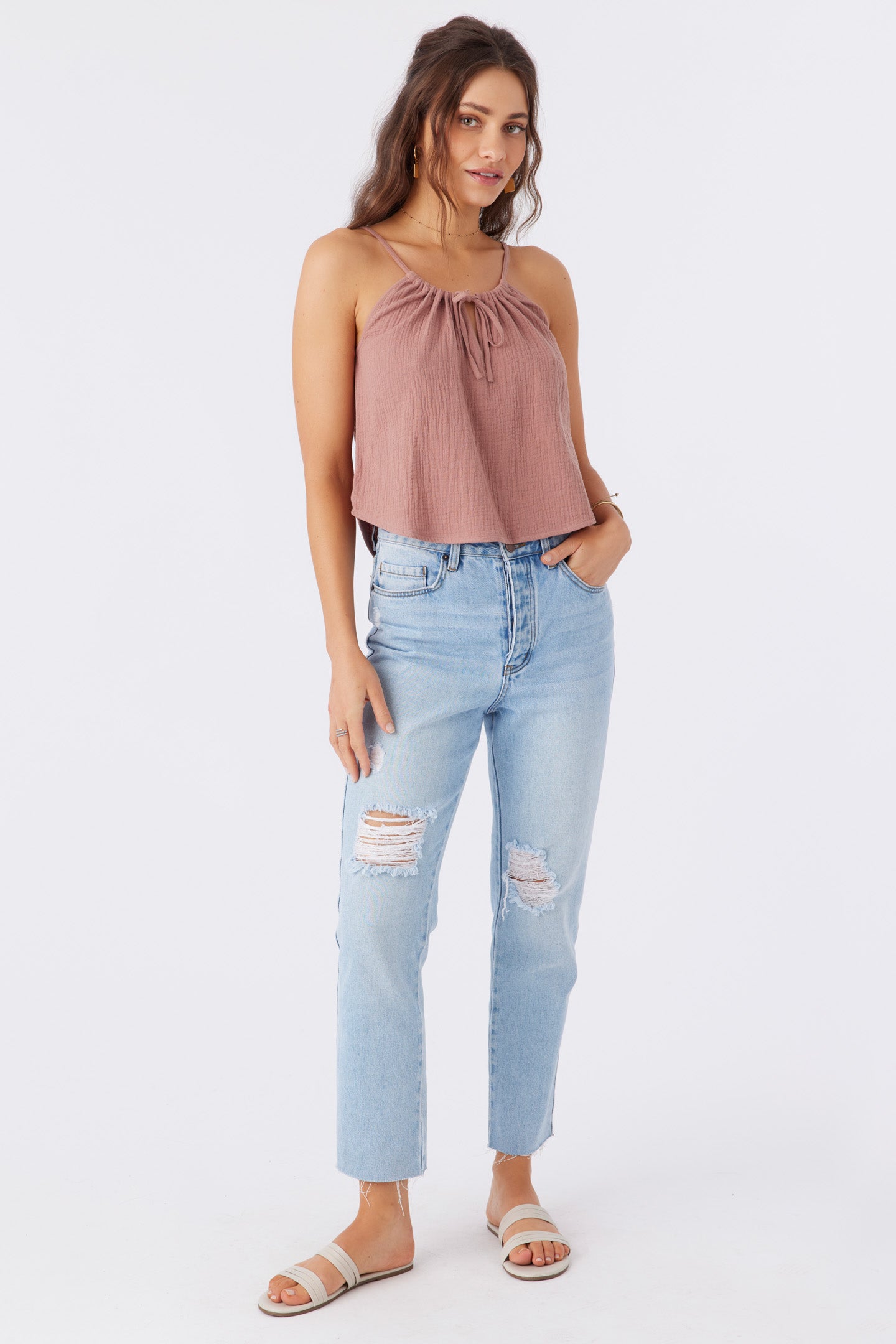 ANYA CRINKLE DOUBLE GAUZE TANK TOP