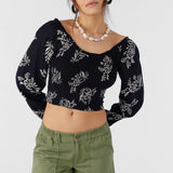 Santi Nadia Paisley Smocked Crop Top