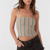 Drez Beachbound Stripe Smocked Tank Top