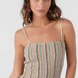 Drez Beachbound Stripe Smocked Tank Top