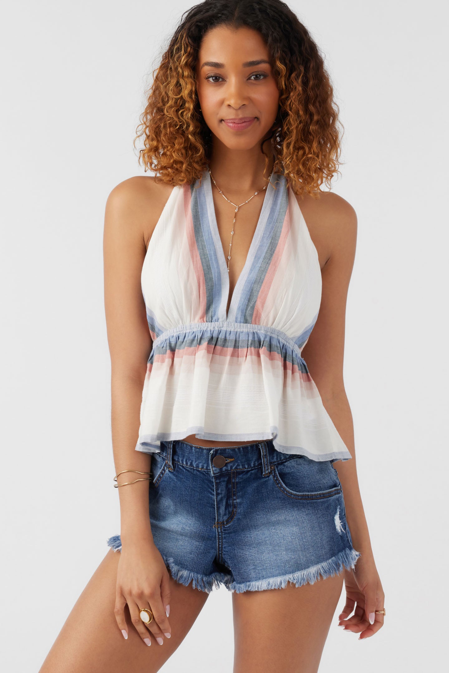 SIENA SUNDOWN STRIPE HALTER TOP