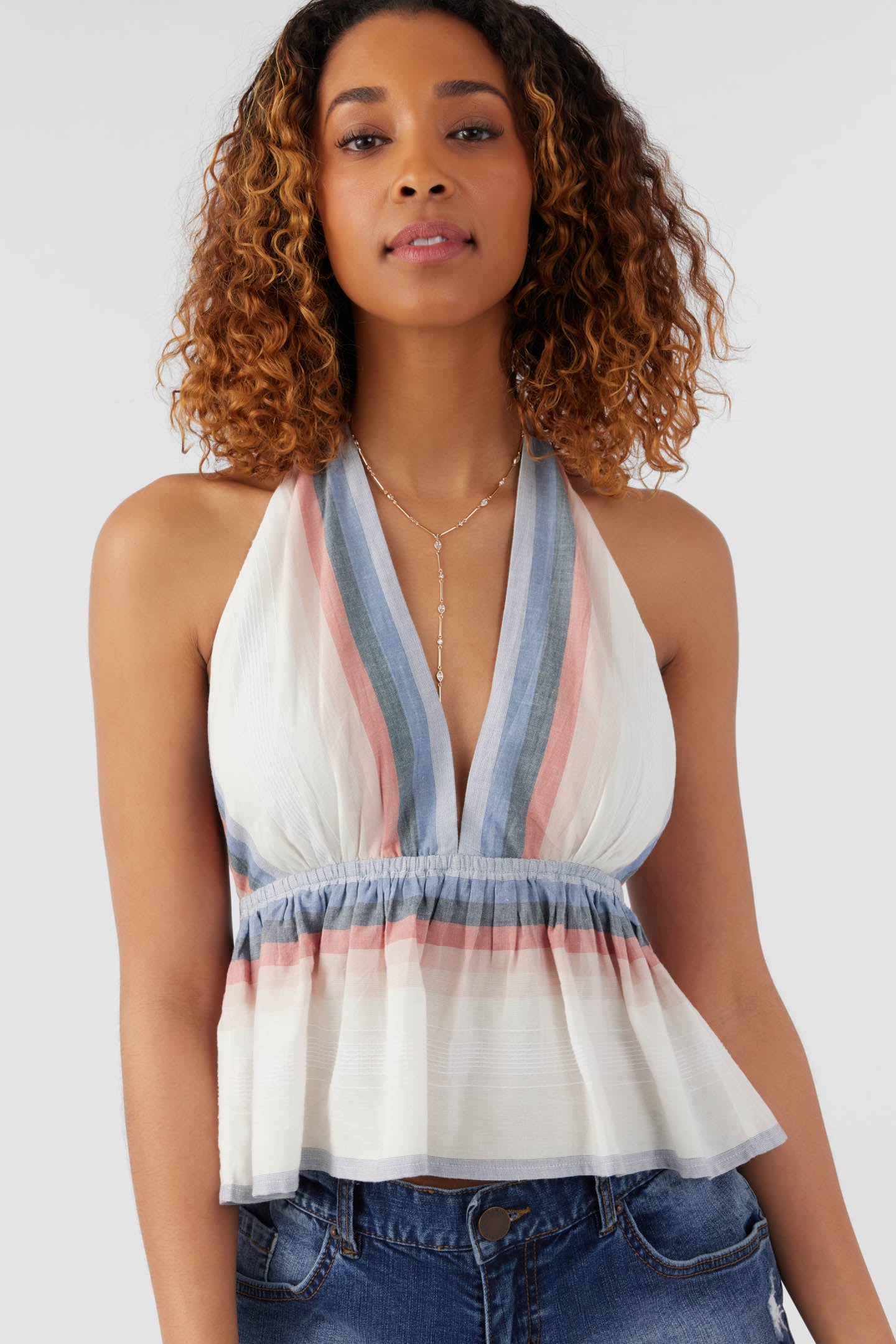 SIENA SUNDOWN STRIPE HALTER TOP