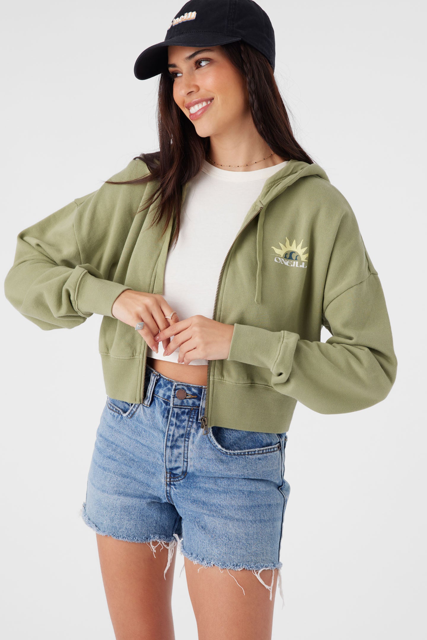 Darcie Zip Hoody Zip Fleece - Oil Green | O'Neill