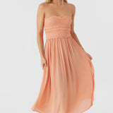 Devyn Smocked Strapless Midi Dress