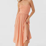 Devyn Smocked Strapless Midi Dress