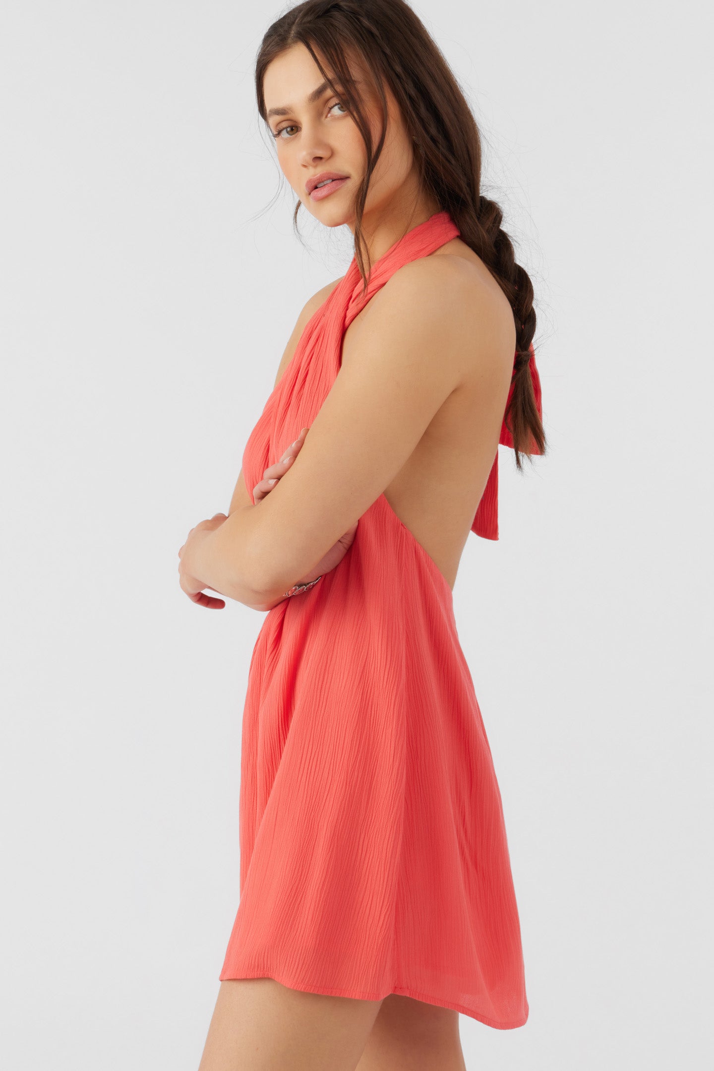 NAIMA SOLID HALTER DRESS