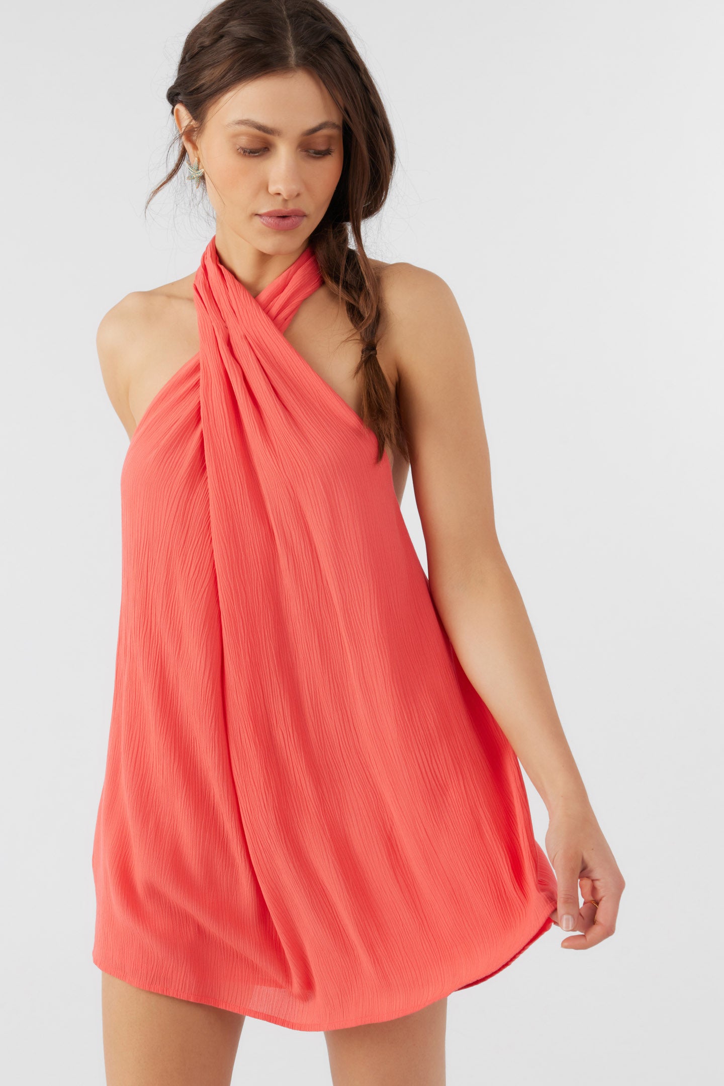 NAIMA SOLID HALTER DRESS