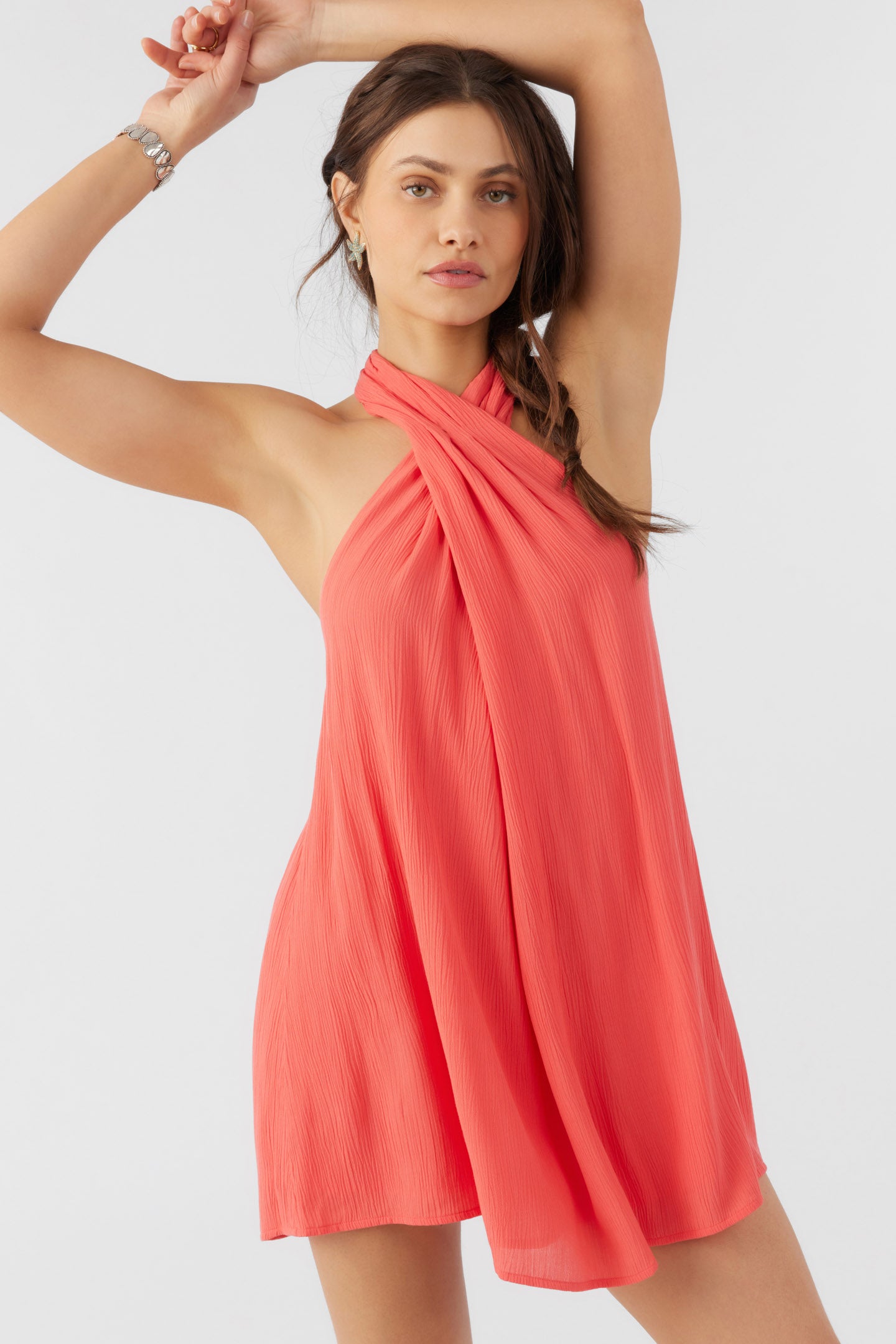 NAIMA SOLID HALTER DRESS