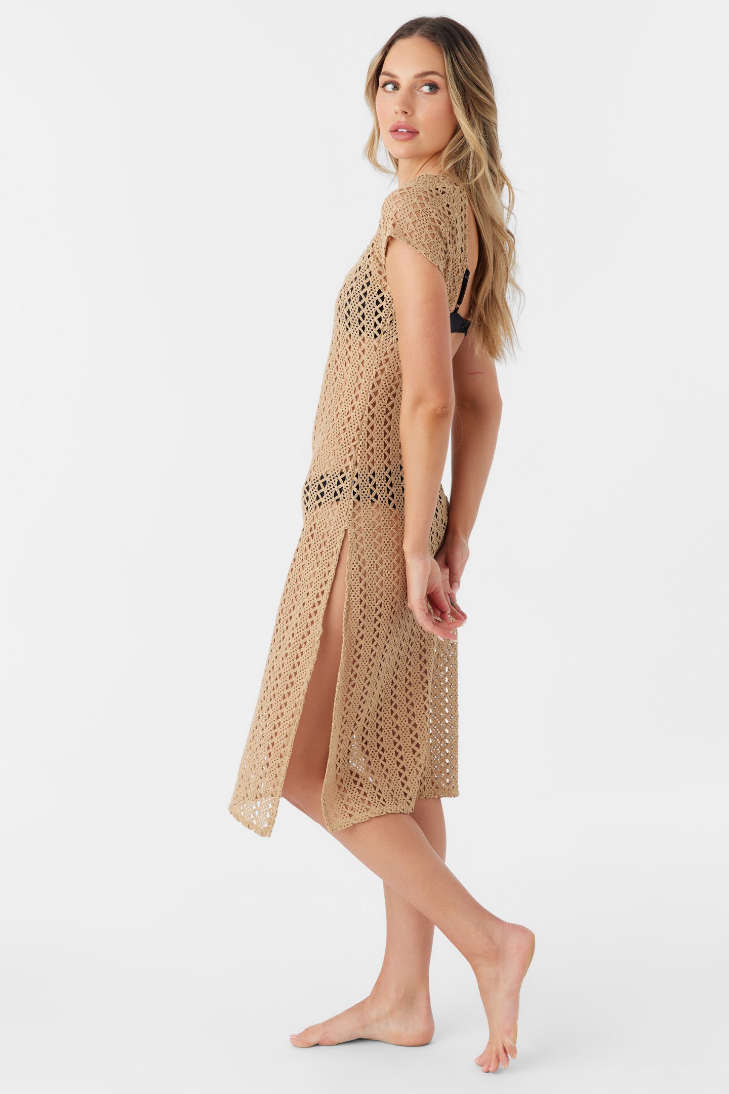 NINA MIDI CROCHET LACE COVER-UP DRESS