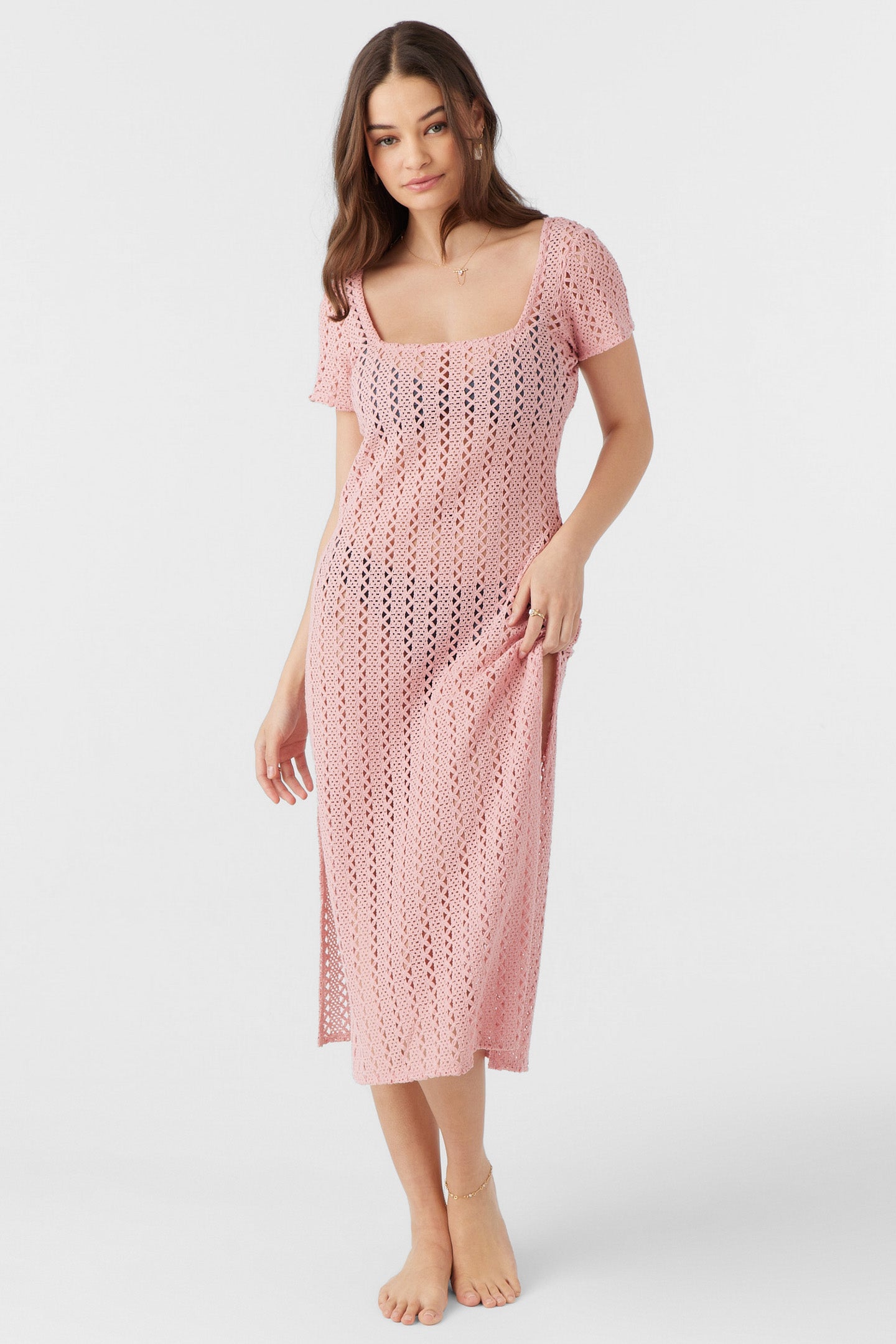 NINA MIDI CROCHET LACE COVER-UP DRESS