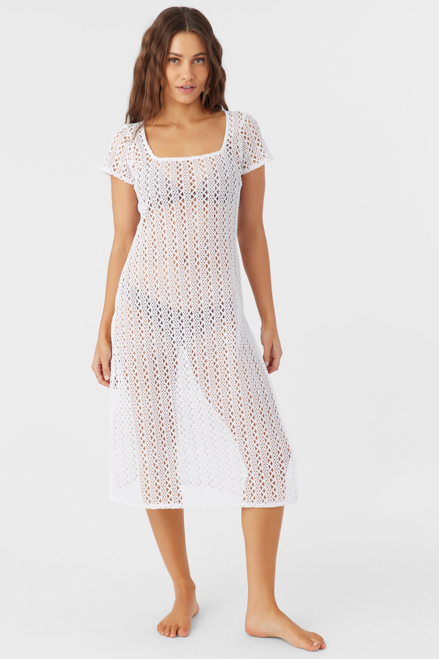 NINA MIDI CROCHET LACE COVER-UP DRESS