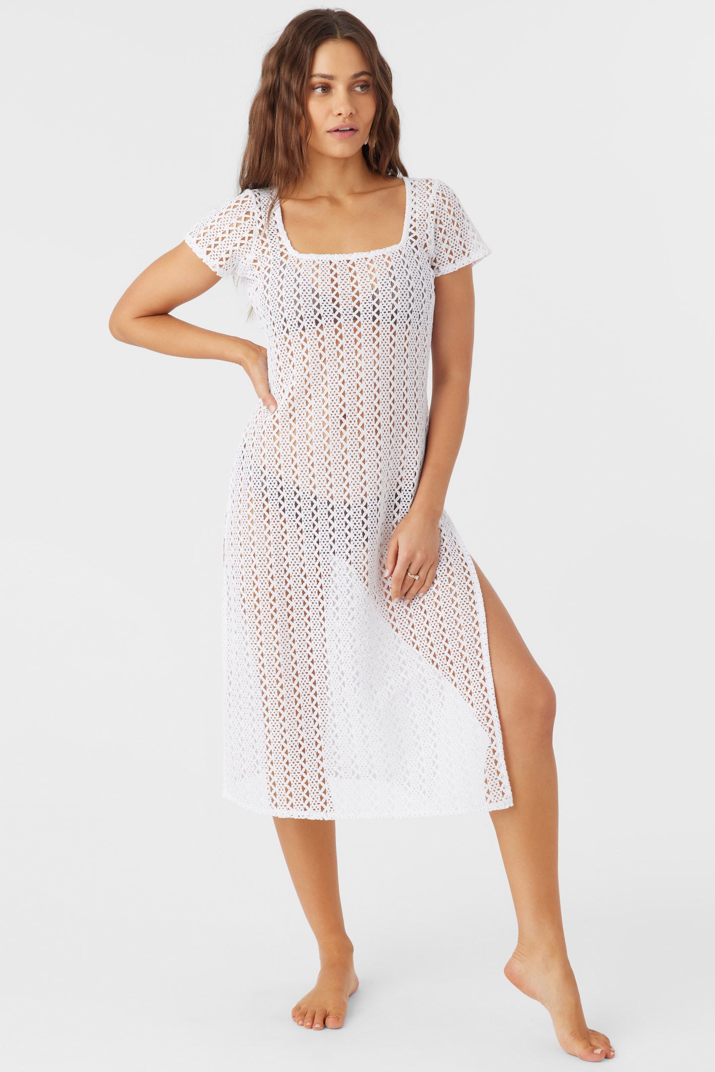 NINA MIDI CROCHET LACE COVER-UP DRESS