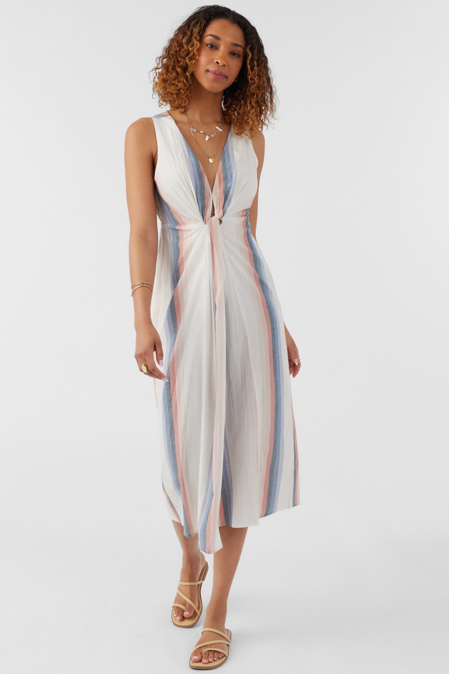 FLINT SUNDOWN STRIPE MIDI DRESS