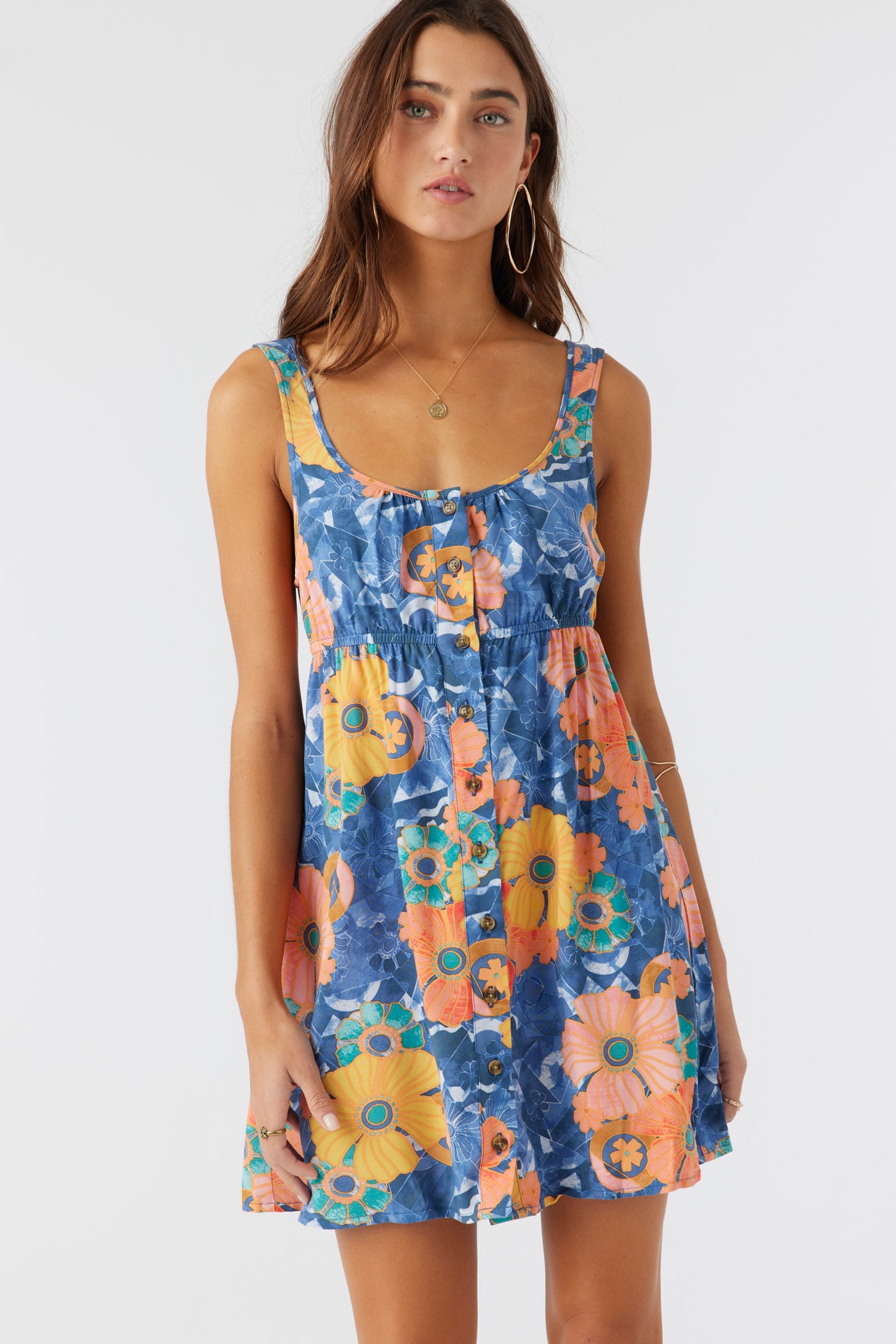 KORIE JADIA FLORAL BUTTON FRONT MINI DRESS