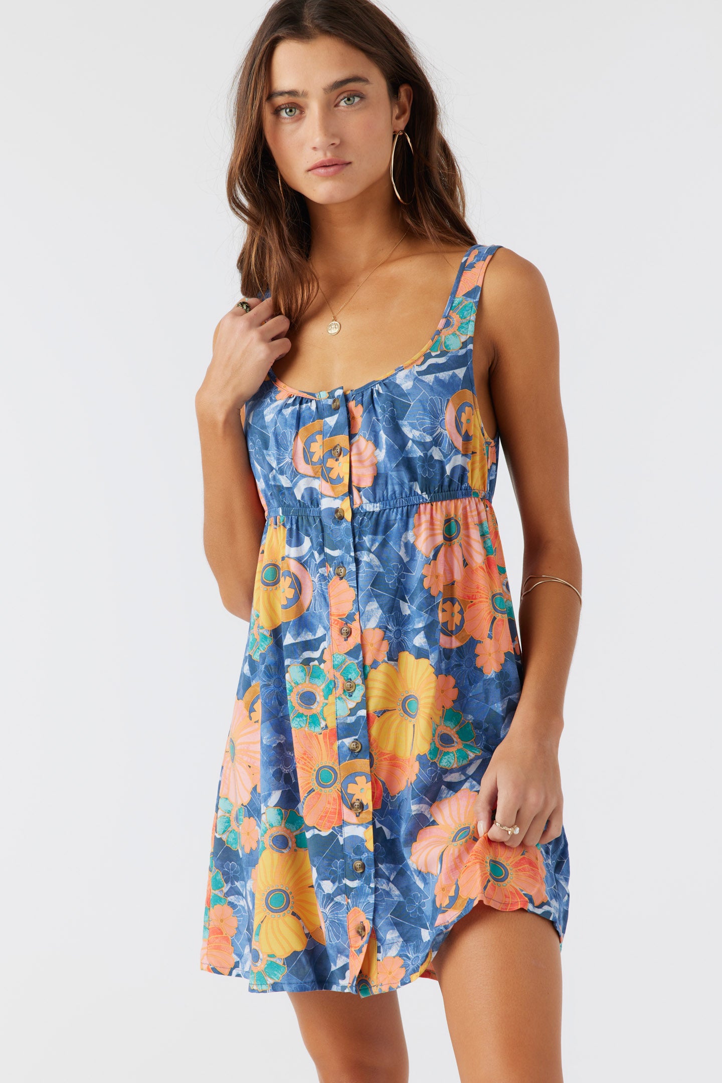 KORIE JADIA FLORAL BUTTON FRONT MINI DRESS