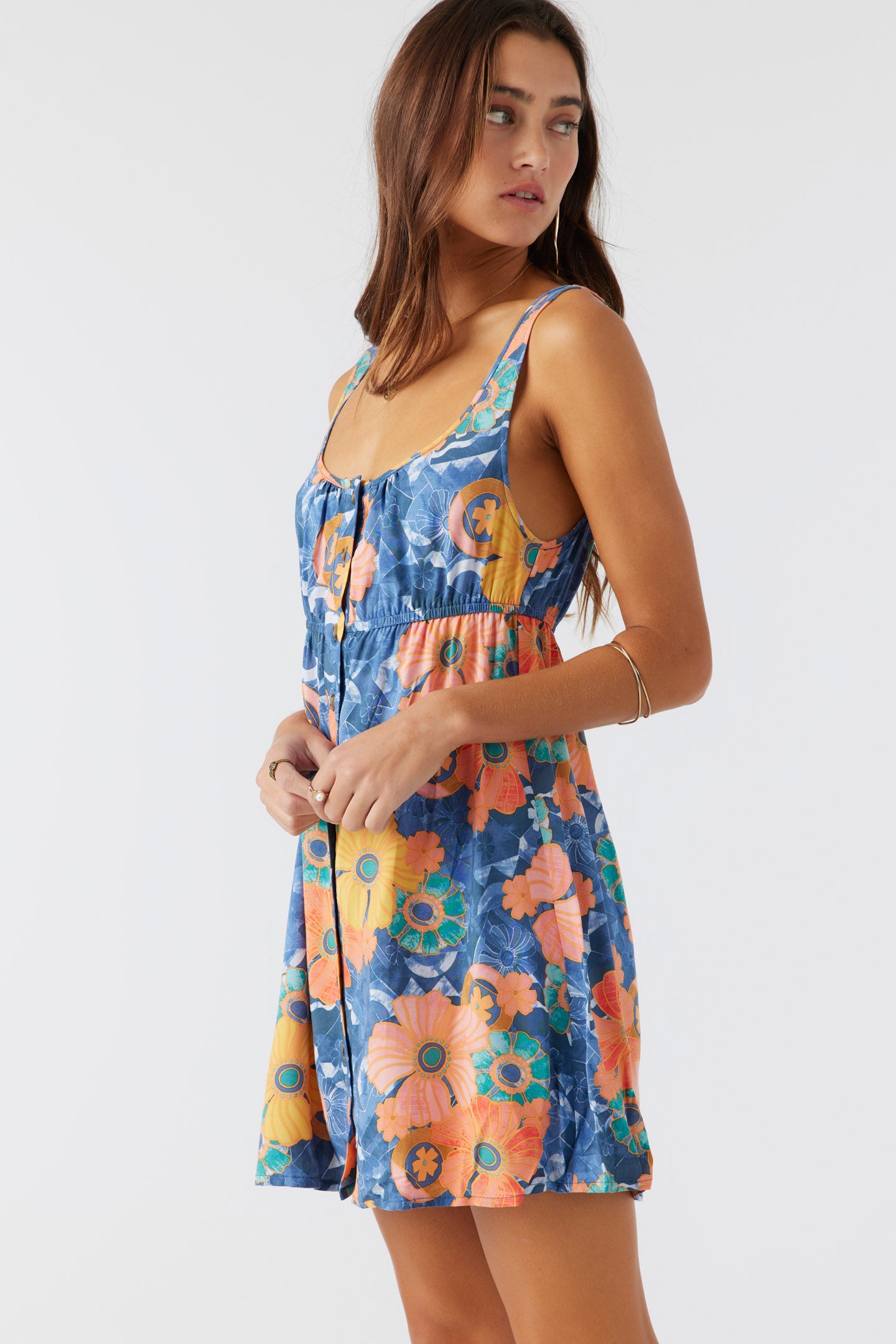 KORIE JADIA FLORAL BUTTON FRONT MINI DRESS