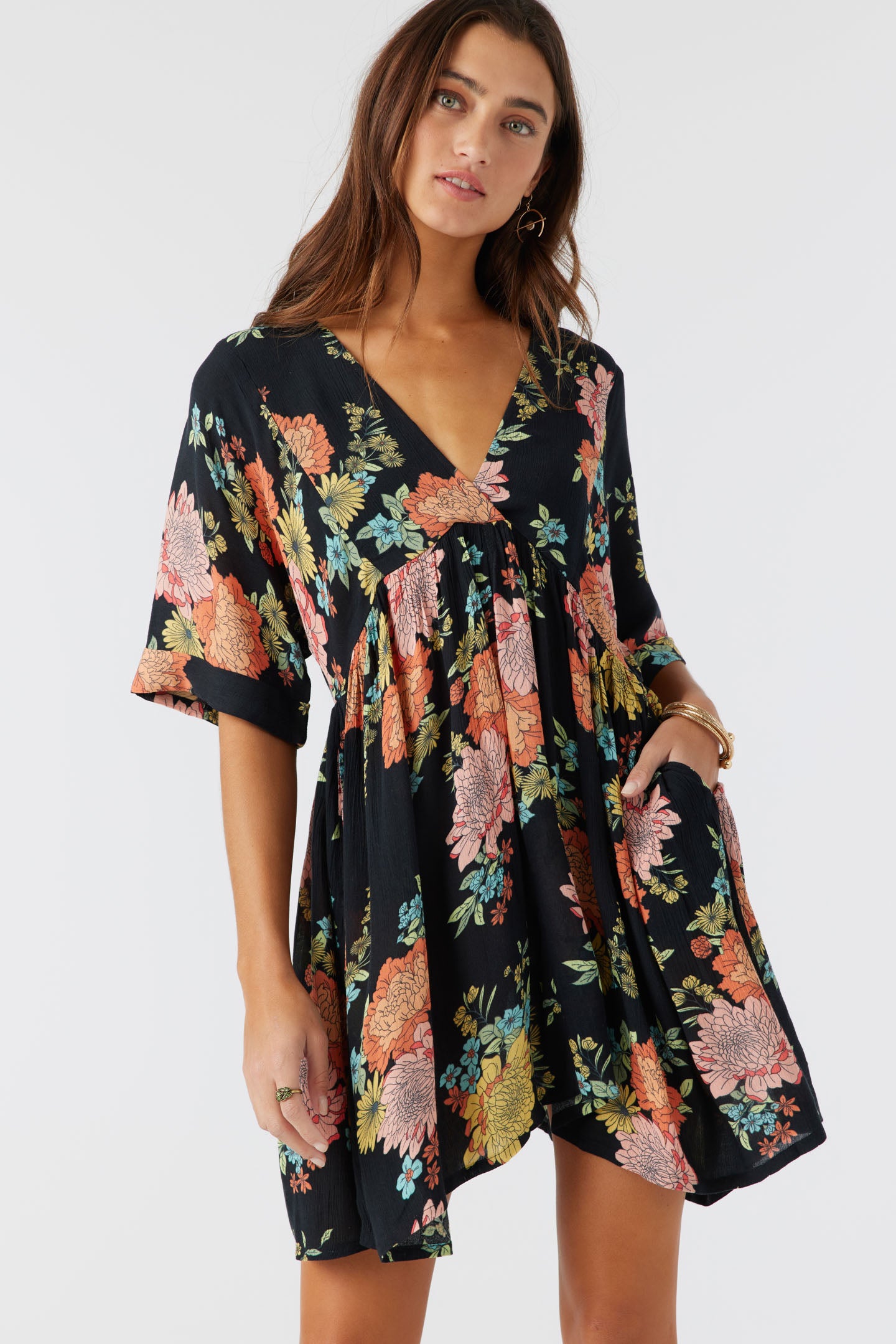 ROSEMARY KALI FLORAL SHORT SLEEVE DRESS